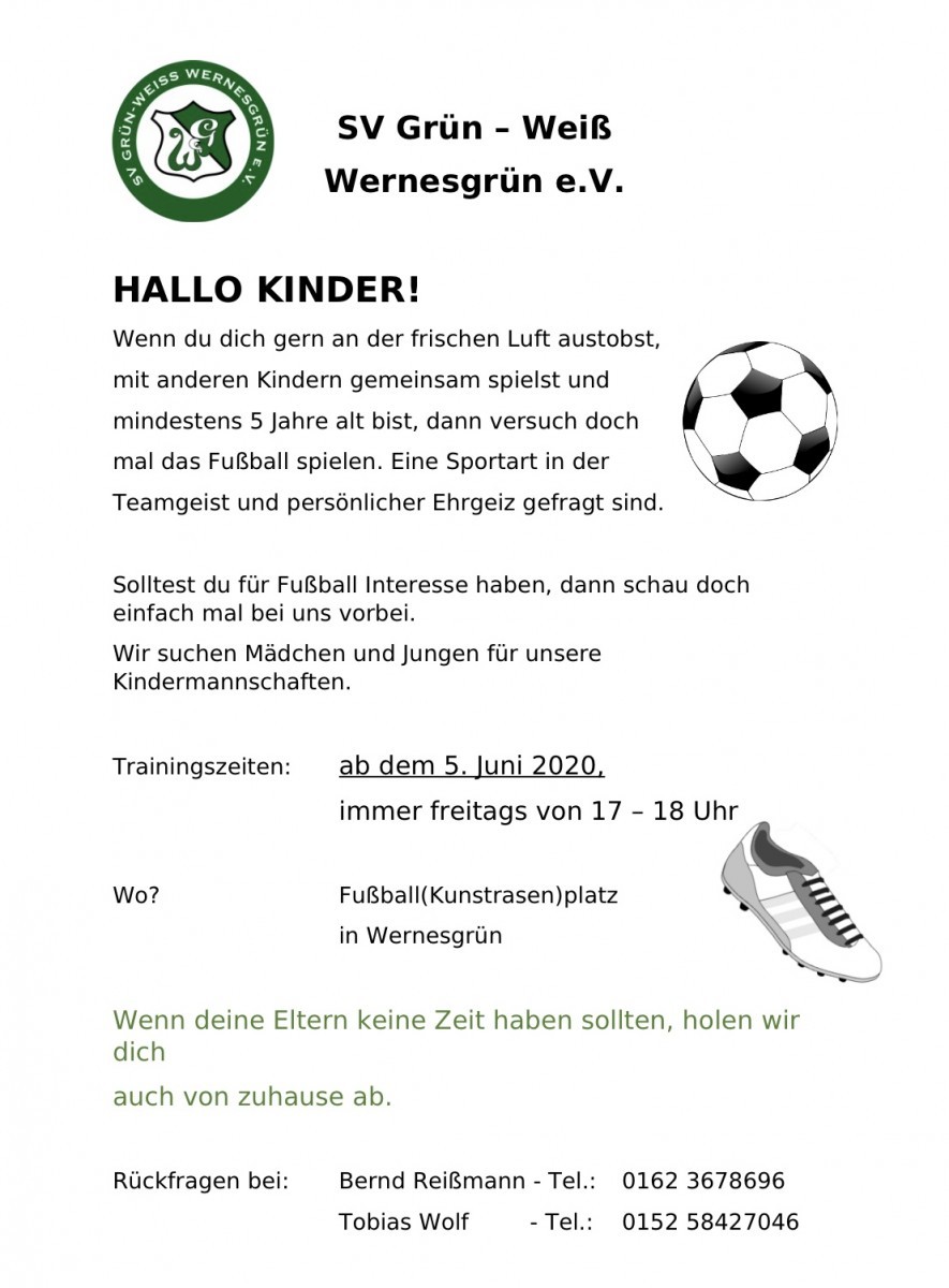 Einladung zum Kindertraining