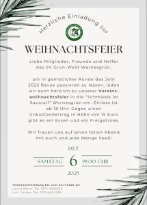 Einladung Weihnachtsfeier 2025